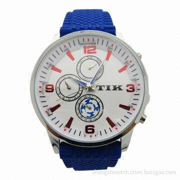 Blue Silicone Watch, Multifunctional, Ideal for Men, with Japan Movement